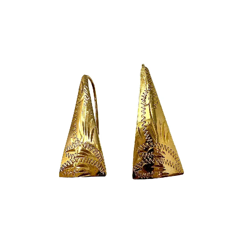 ladies earrings romantic platinum-14K Gold Triangular Shaped Earrings