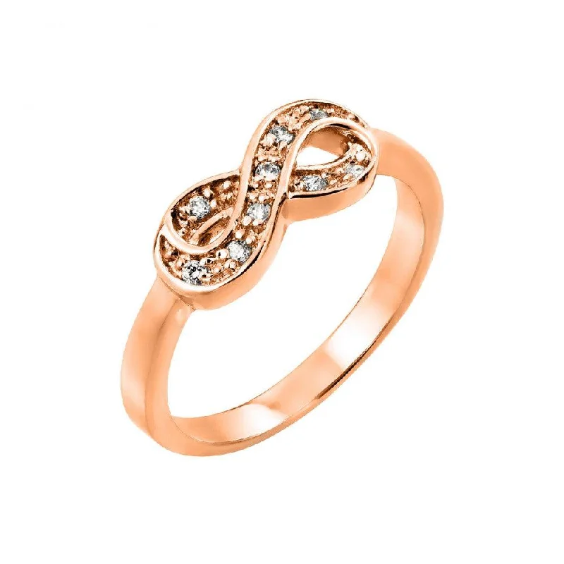 ladies ring twisted platinum-Silver 925 Rose Gold Plated Clear CZ Mini Infinity Ring - BGR00769RGP