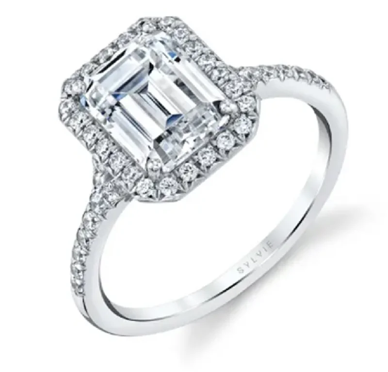 ladies engagement ring for her-14K White Gold 0.28ctw Diamond Halo Engagement Ring Mounting