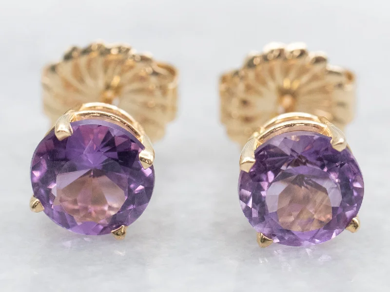 ladies earrings crystal-Amethyst Stud Earrings