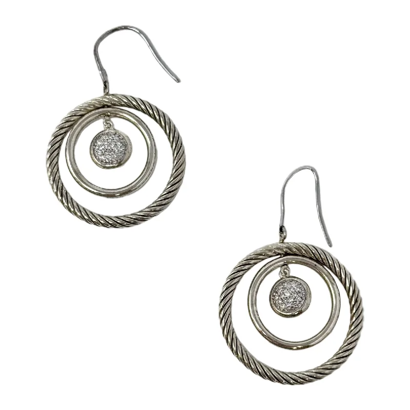 ladies earrings casual-David Yurman Two-tone Mobile Circle Diamond Earrings