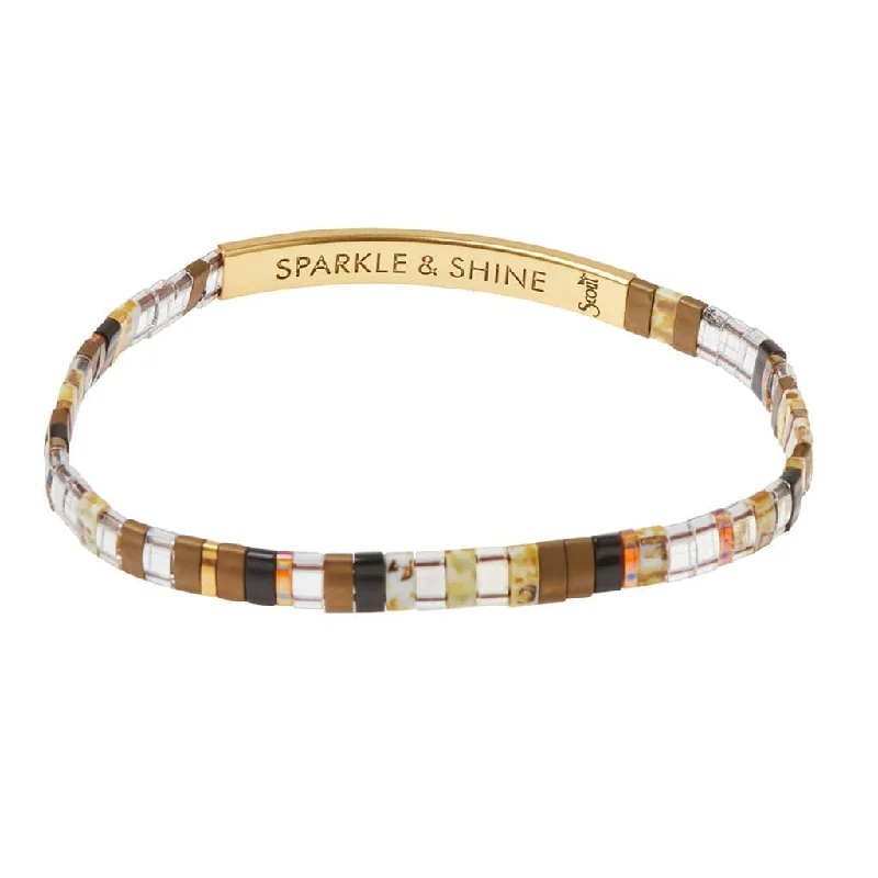 Ladies bracelets retro futuristic styles-Good Karma Miyuki Bracelet | Sparkle & Shine - Topaz/Gold