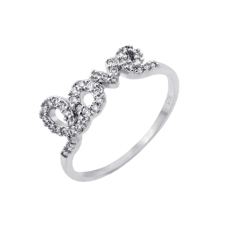 ladies ring size chart-Silver 925 Rhodium Plated Clear CZ Love Ring - BGR00781RHD