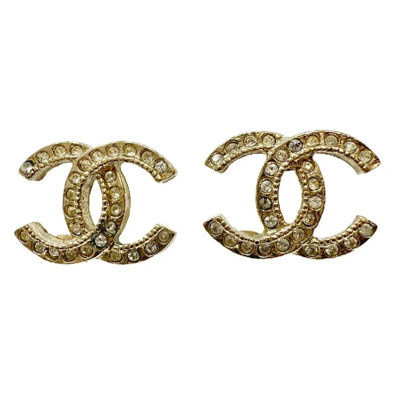 ladies earrings winter silver-Chanel Interlocking CC Stud Earrings with Crystals