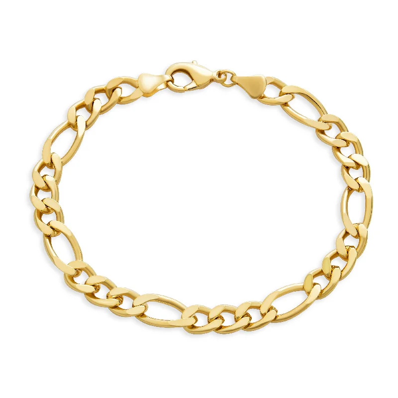 Ladies bracelets spring fashion designs-Traditional Men's 7MM Miami Cuban Chain Link Bracelet 18K Gold Plated 8-8.5 Inch