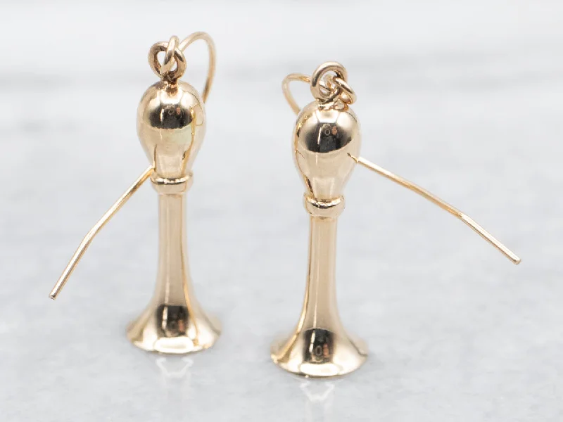 ladies earrings modern-Fluted Gold Drop Earrings