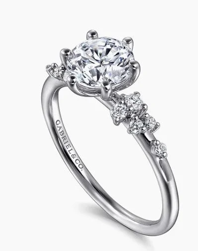 ladies engagement ring heart diamond-Reena - 14K White Gold Round Diamond Engagement Ring (Setting Only)