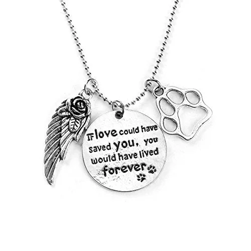 Ladies necklaces African motif designs-SEXY SPARKLES Pet Memorial Necklace inch  If love could have saved you, you would have lived foreverinch  Necklace Pendant