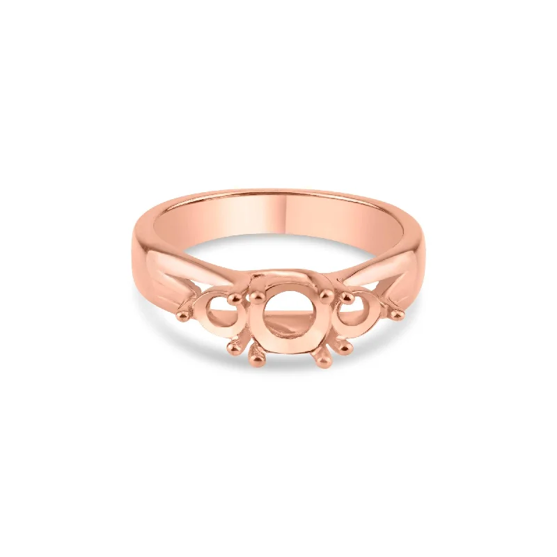 ladies ring symmetrical-Rose Gold Plated 925 Sterling Silver 3 Stones Mounting Ring - BGR00481RGP