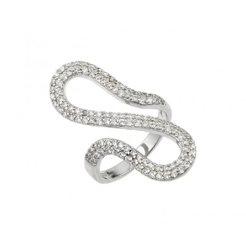 ladies ring durable-Silver 925 Rhodium Plated Wiggly Ring - BGR00925