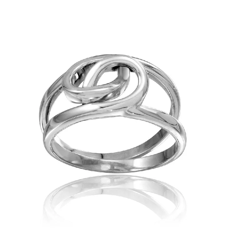 ladies ring moon shaped-High Polished 925 Sterling Silver Linked Rings - CR00730