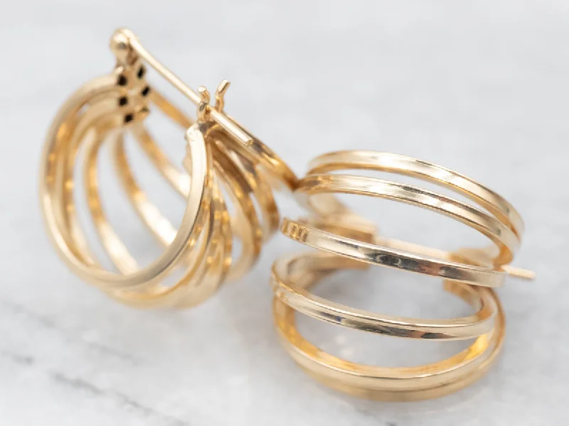 ladies earrings formal-Yellow Gold Multi Hoop Earrings