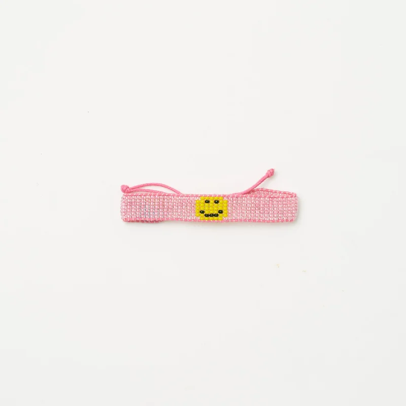 Ladies bracelets contemporary bold styles-Woven Smiley Bracelet - Pearly Pink