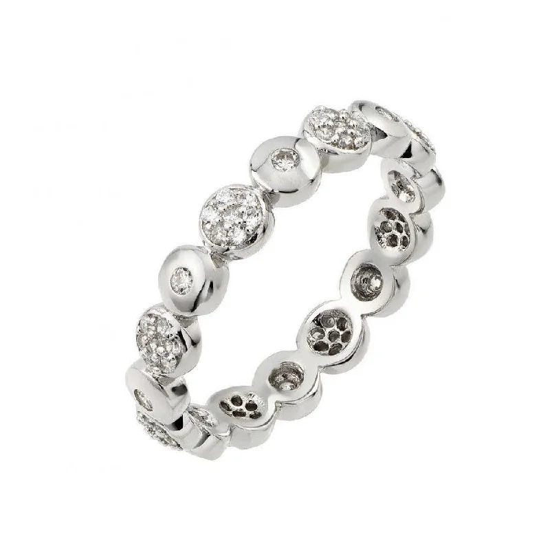 ladies ring floral gold-Silver 925 Rhodium Plated Clear CZ Inlay Circle Eternity Ring - STR00973