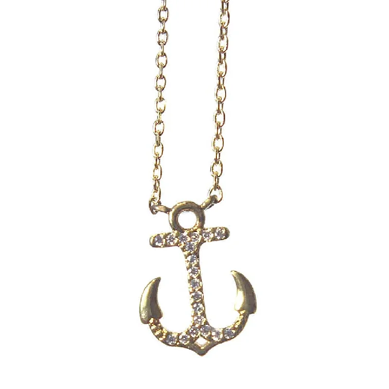 Ladies necklaces resin accent designs-Secret Box™  Anchor Necklace, 14k Gold Dipped