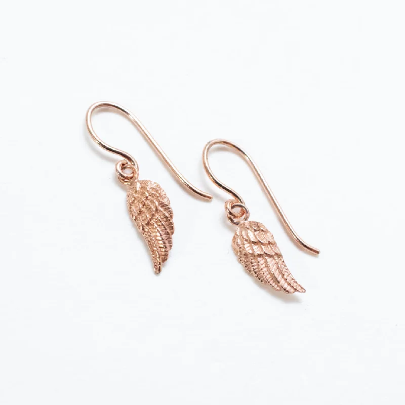 ladies earrings under 100-Rose Gold Vermeil Tiny Drop Wing Earrings