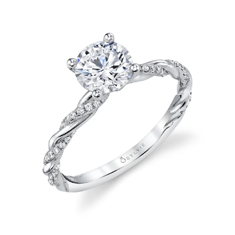 ladies engagement ring five stone-14K White Gold 0.15ctw Diamond Twist Engagement Ring Mounting