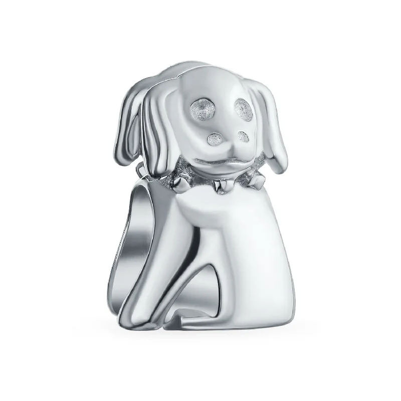 Ladies bracelets anniversary bracelet styles-Dog Charm Bead .925 Sterling Silver European Bracelet for Pet Lover