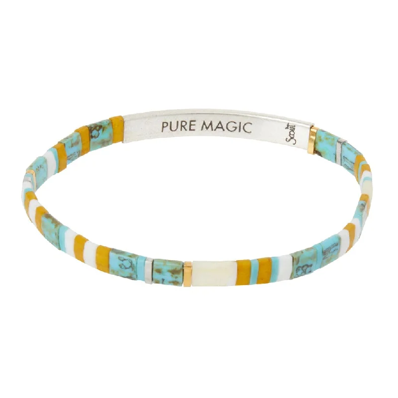 Ladies bracelets rounded edge designs-Good Karma Miyuki Bracelet | Pure Magic - Turquoise/Silver