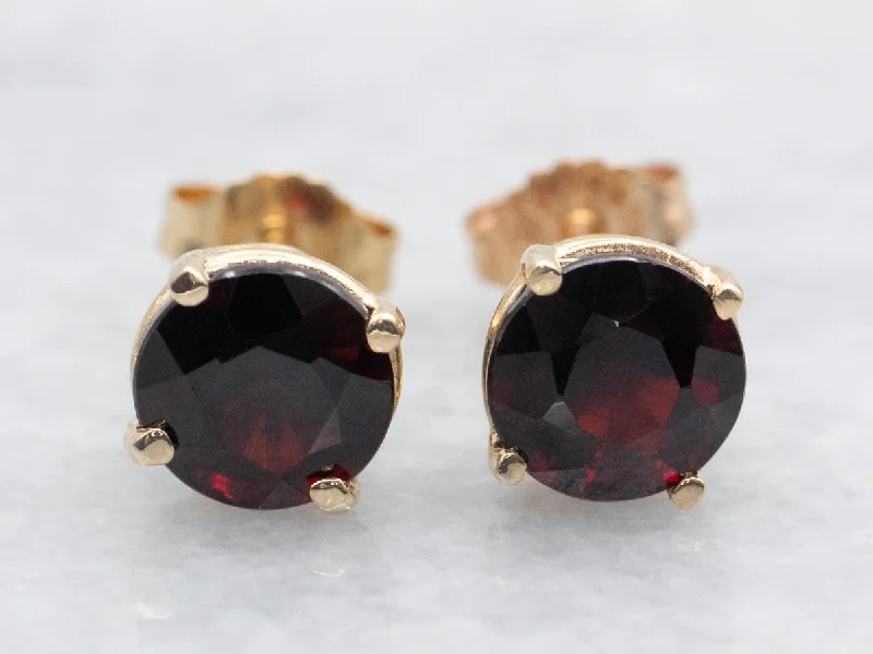 ladies earrings nickel free-Garnet Stud Earrings