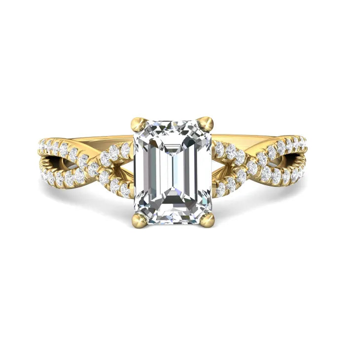 ladies engagement ring yellow gold luxury-Diamond Twist Engagement Ring