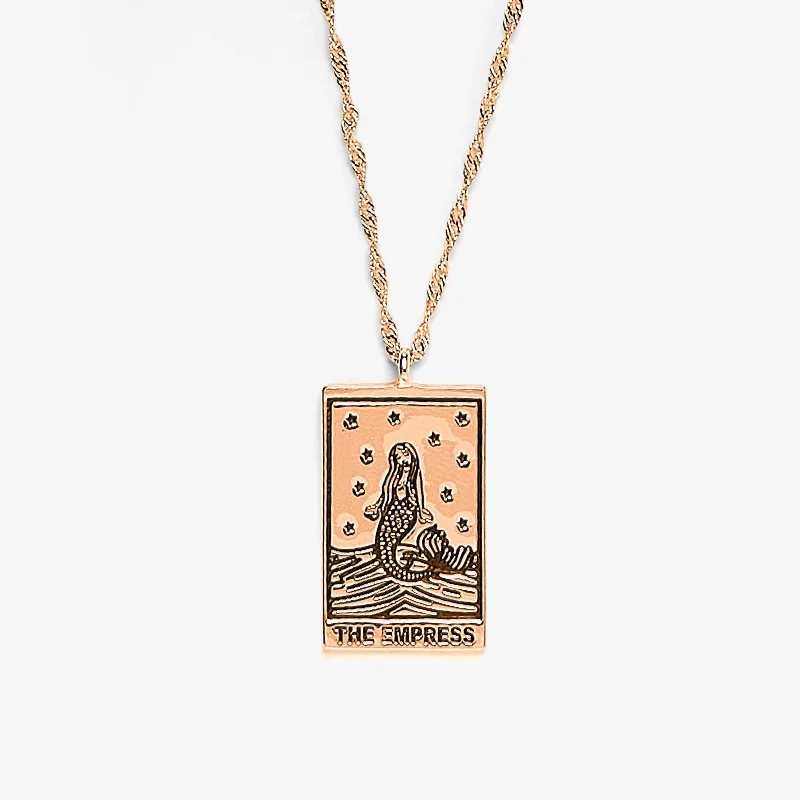 Ladies necklaces sculptural pendant shapes-Rose Gold Empress Tarot Card Pendant Necklace