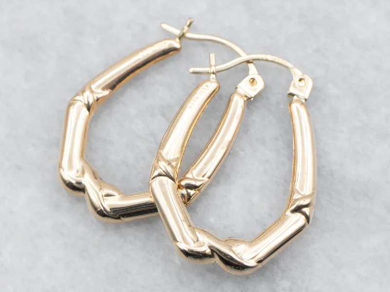 ladies earrings trendy platinum-Yellow Gold Hollow Geometric Hoop Earrings