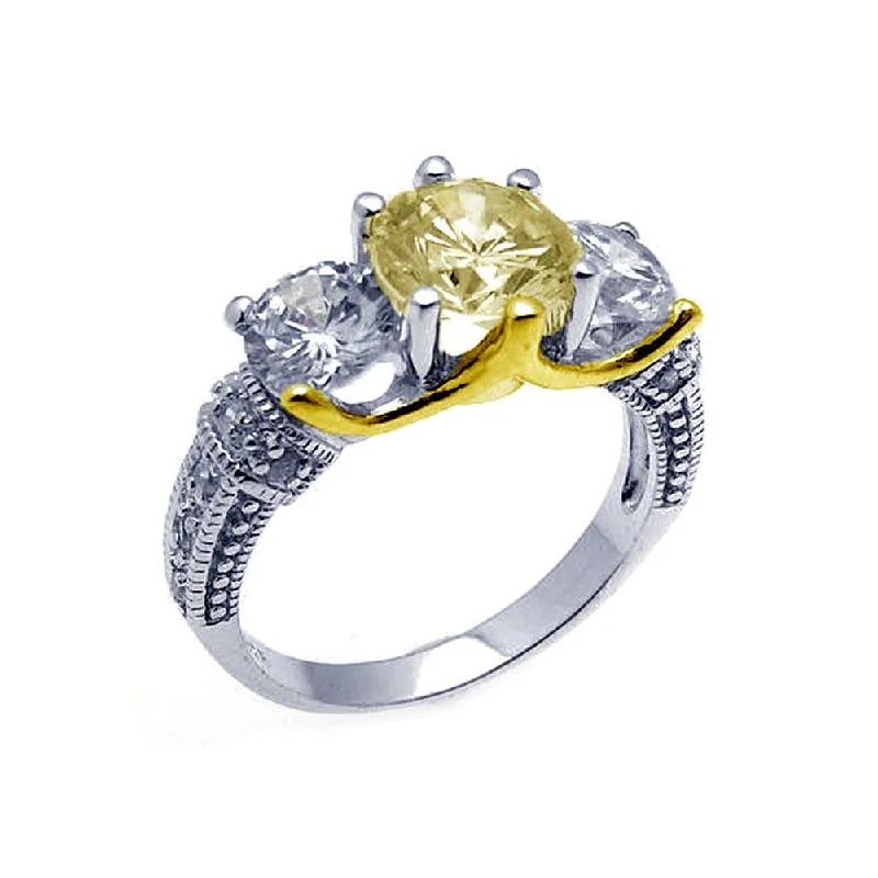 ladies ring everyday wear-Silver 925 Rhodium Plated CZ Past Present Future Ring - STR00483