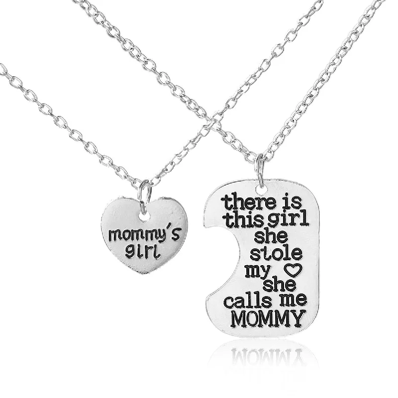 Ladies necklaces limited run designs-SEXY SPARKLES 2 piece necklace inch Mommy's Girlinch and inch There is this Girl she Stole My Heart She calls me Mommyinch  2 Pc Jewelry Necklace