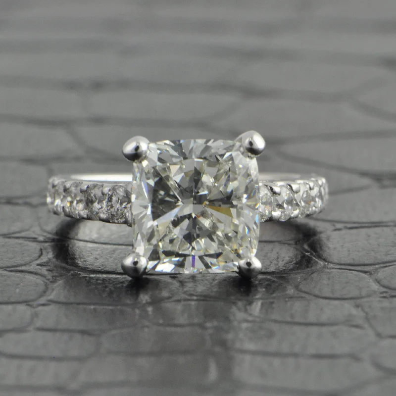 ladies engagement ring under 300-3.32 ct. J-VS2 Cushion Cut Diamond Engagement Ring