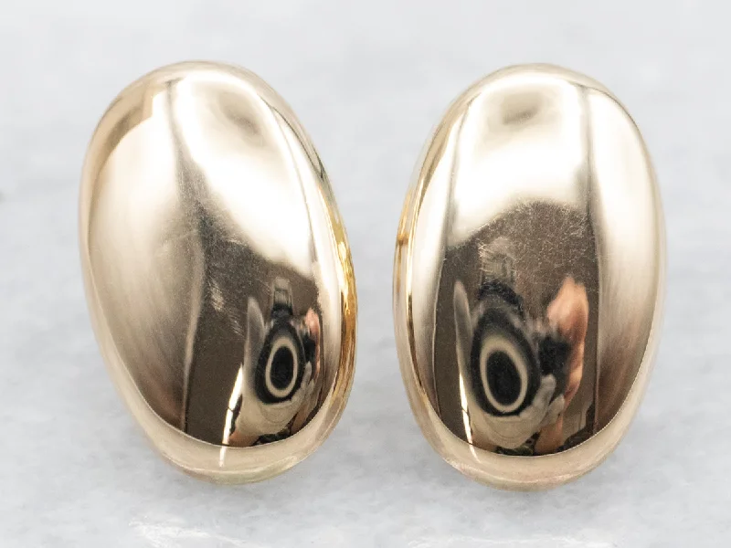 ladies earrings eco-friendly-Polished Oval Gold Stud Earrings