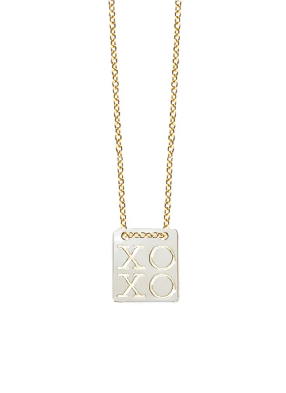 Ladies necklaces white diamond styles-XOXO Tag Necklace