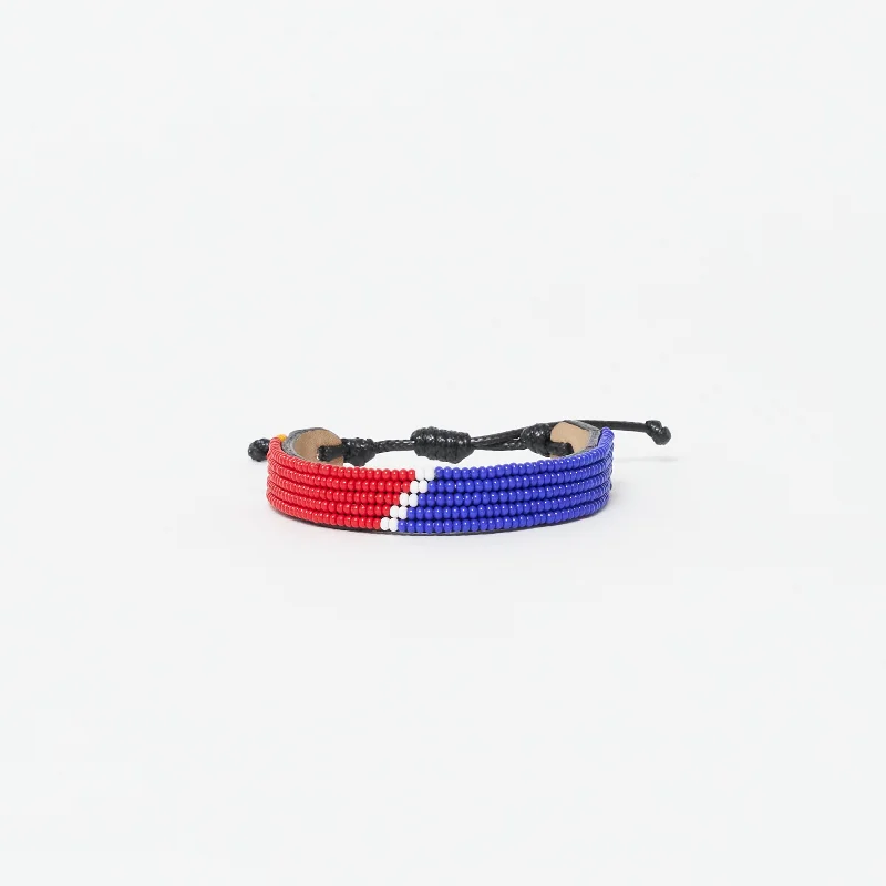 Ladies bracelets Thai intricate styles-FINAL SALE: XLarge Tribal Bracelet - Red/White/Royal