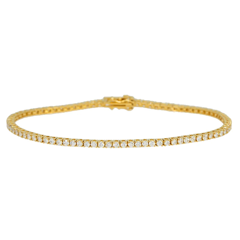 Ladies bracelets rose gold finishes-14k Yellow Gold Lab Diamond tennis bracelet 1.6 ctw