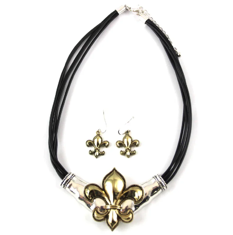 Ladies necklaces timeless wedding styles-Fleur De LIs Necklace & Earrings