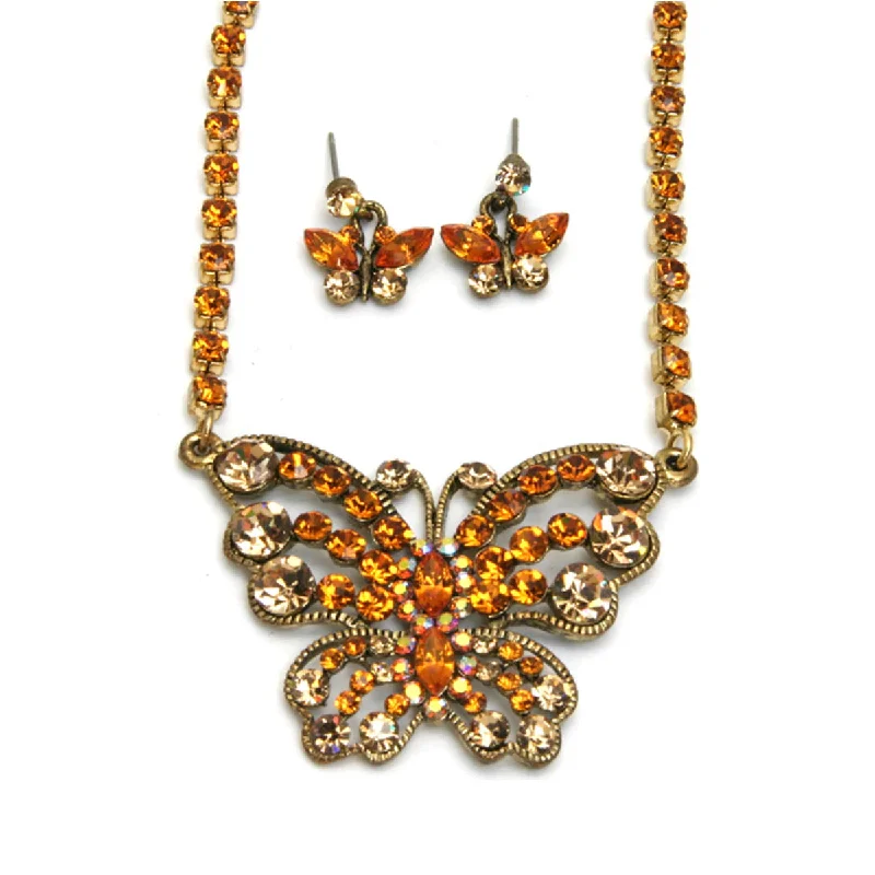 Ladies necklaces lightweight comfort designs-Butterfly Necklace Set, Topaz