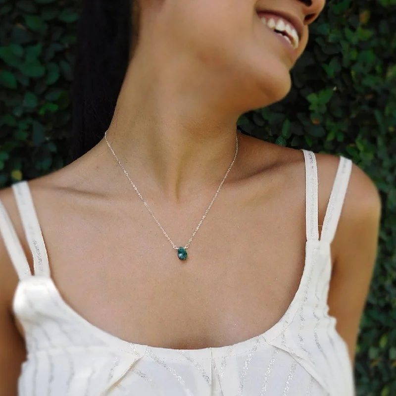 Ladies necklaces rose gold layered designs-Raw Emerald Necklace