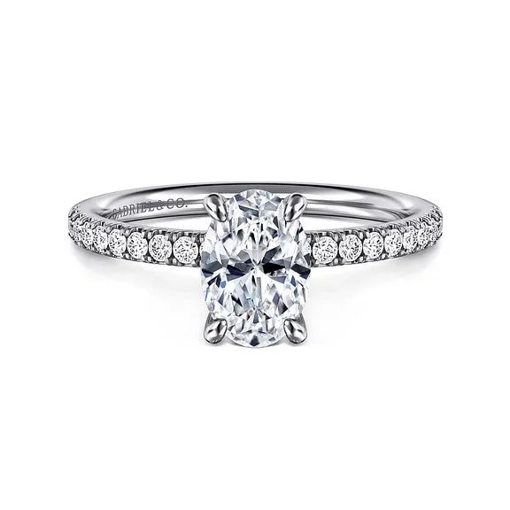 ladies engagement ring princess cut-Twain - 14K White Gold Oval Diamond Engagement Ring (Setting Only)