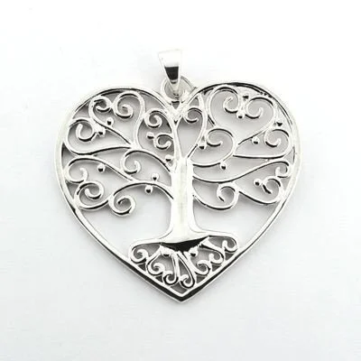 ladies earrings brushed-Southern Gates "Tree of Life" Heart Pendant and Earrings in Sterling Silver