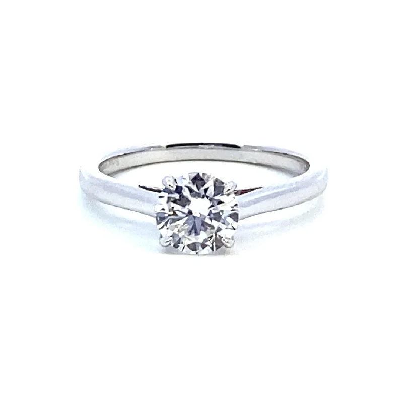 ladies engagement ring radiant cut-14K White Gold 0.96ctw Round Lab Diamond Solitaire Engagement Ring