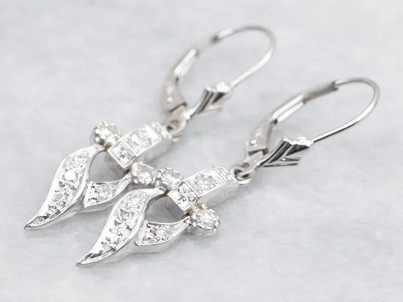 ladies earrings set-Lovely Diamond Retro Era Drop Earrings