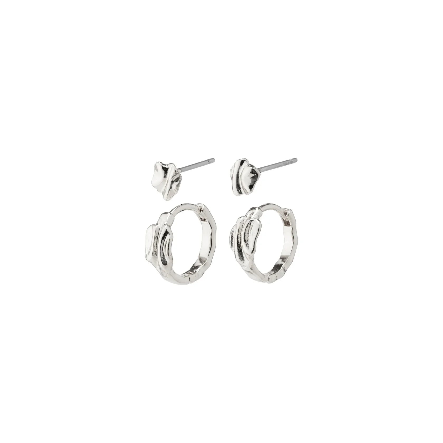 ladies earrings platinum-Peace Silver Plated Earring Set