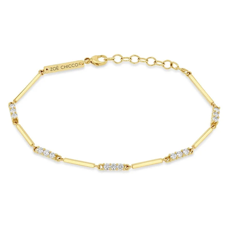 Ladies bracelets subtle luxury options-14k Mixed Gold & Diamond Bar Bracelet