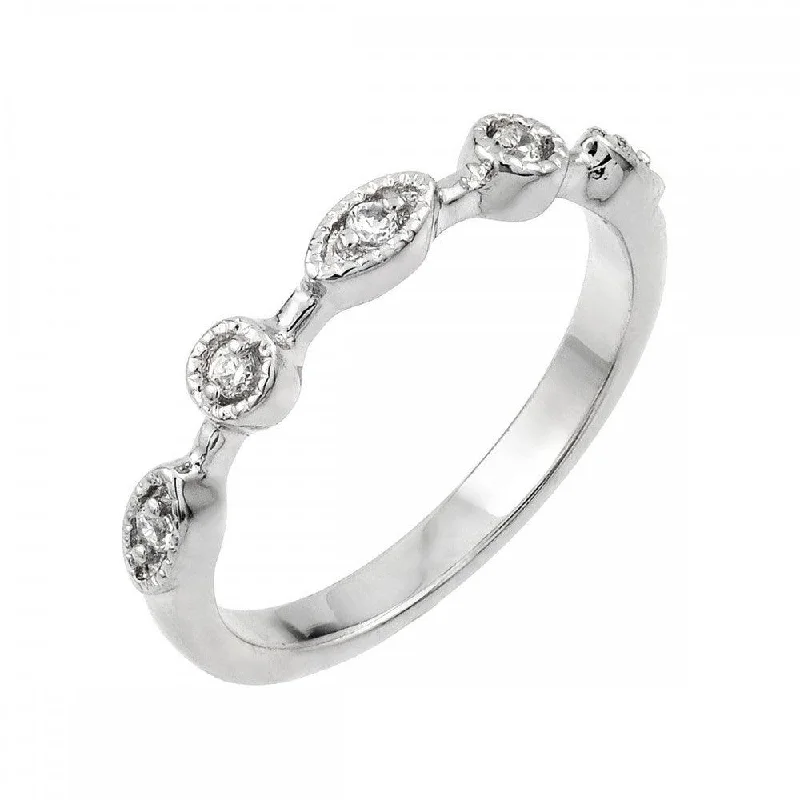 ladies ring gothic-Silver 925 Rhodium Plated Multi Shaped Clear CZ Ring - BGR00855