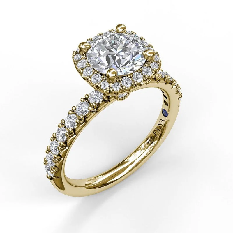 ladies engagement ring custom-Classic Diamond Halo Engagement Ring with a Gorgeous Side Profile