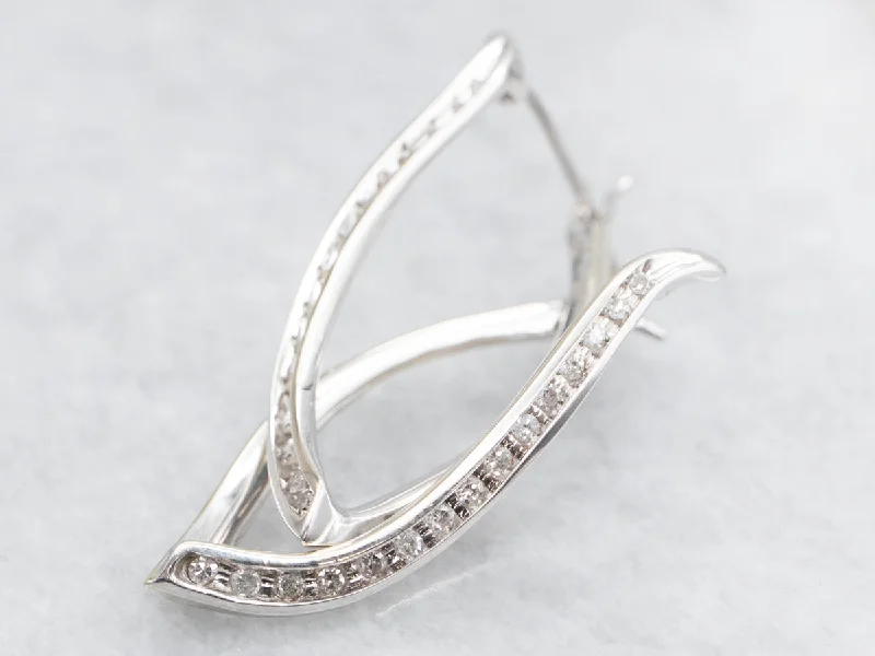 ladies earrings huggie silver-Twisted Gold Diamond Hoop Earrings