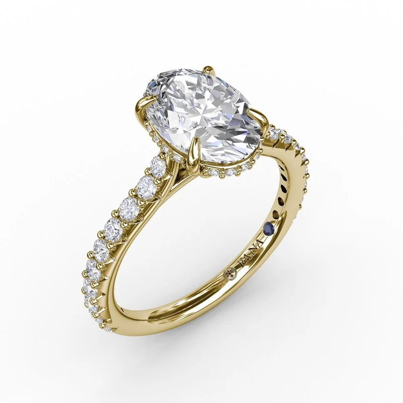 ladies engagement ring one of a kind-Classic Oval Diamond Solitaire Engagement Ring With Hidden Pavé Halo