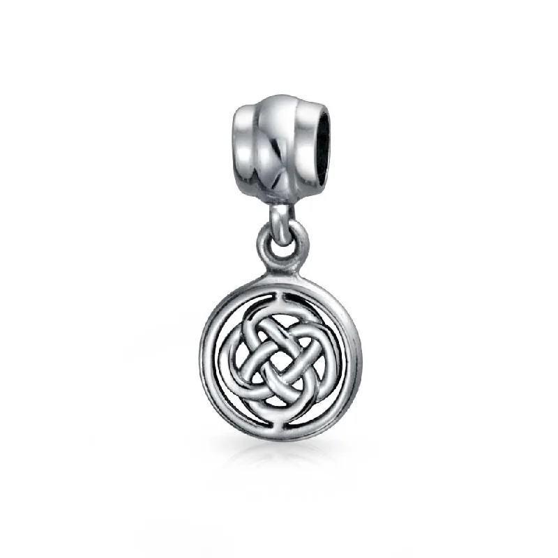 Ladies bracelets girlfriend surprise picks-Celtic Infinity Love Knot Dangle Charm Bead in Oxidized Sterling Silver for Bracelet