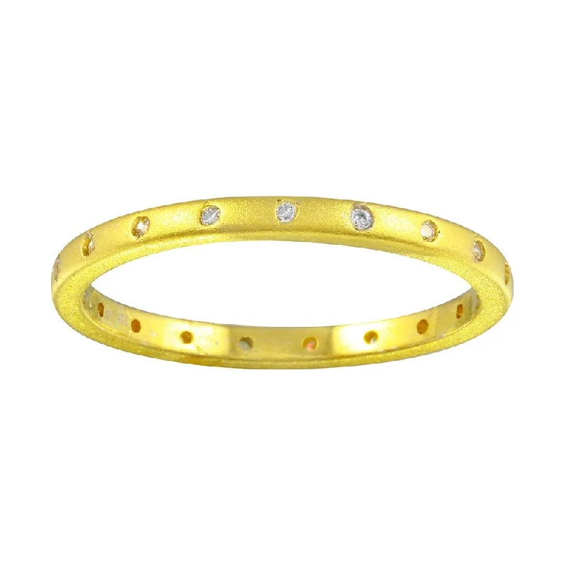 ladies ring silver-Matte Finish Gold Plated 925 Sterling Silver CZ Eternity Ring - STR01112GP