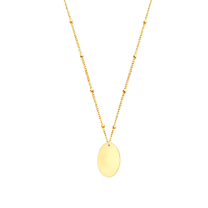 Ladies necklaces signature piece styles-Oval Pendant Necklace